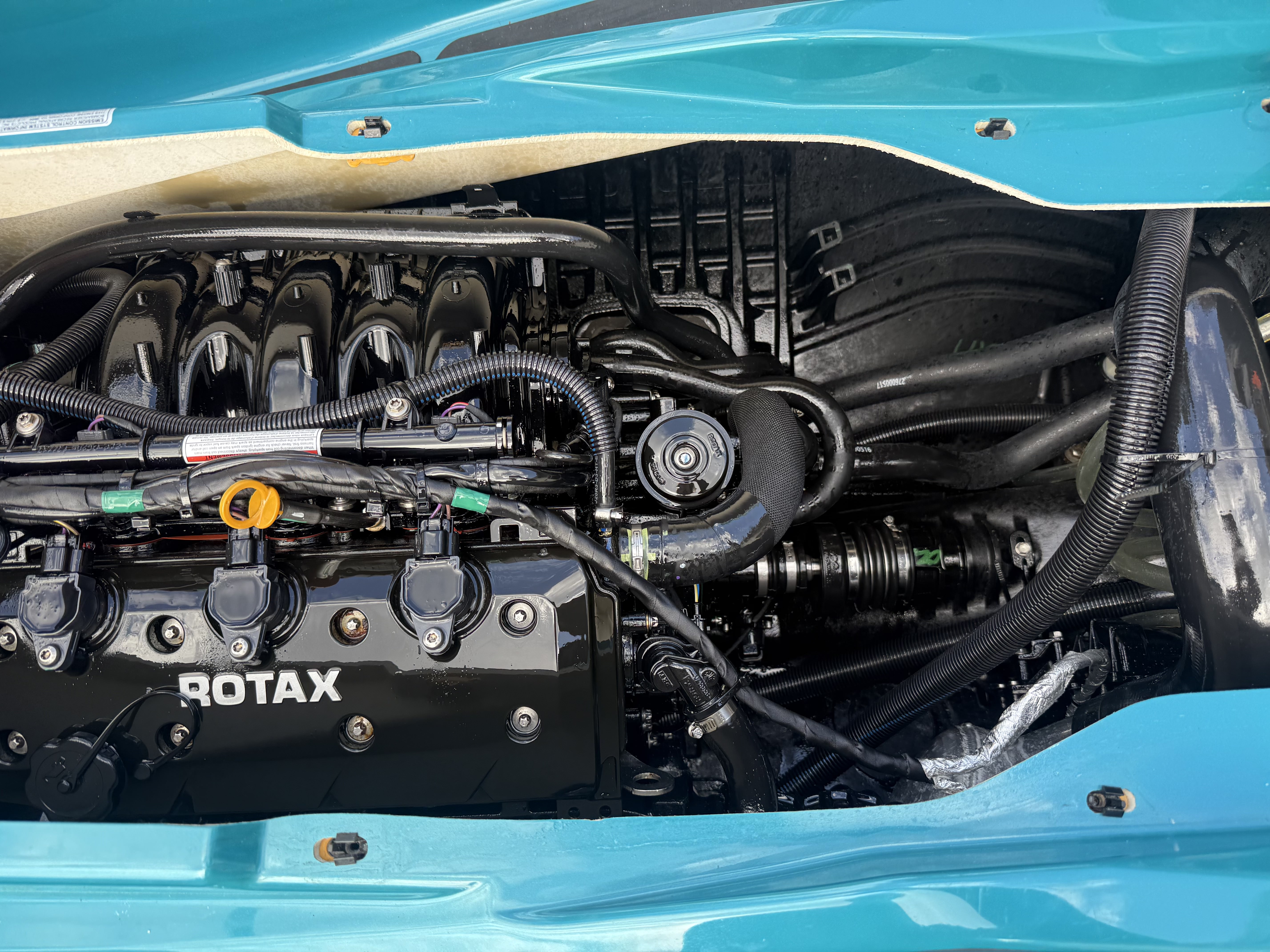 Rotax engine bay on a Sea-Doo after service