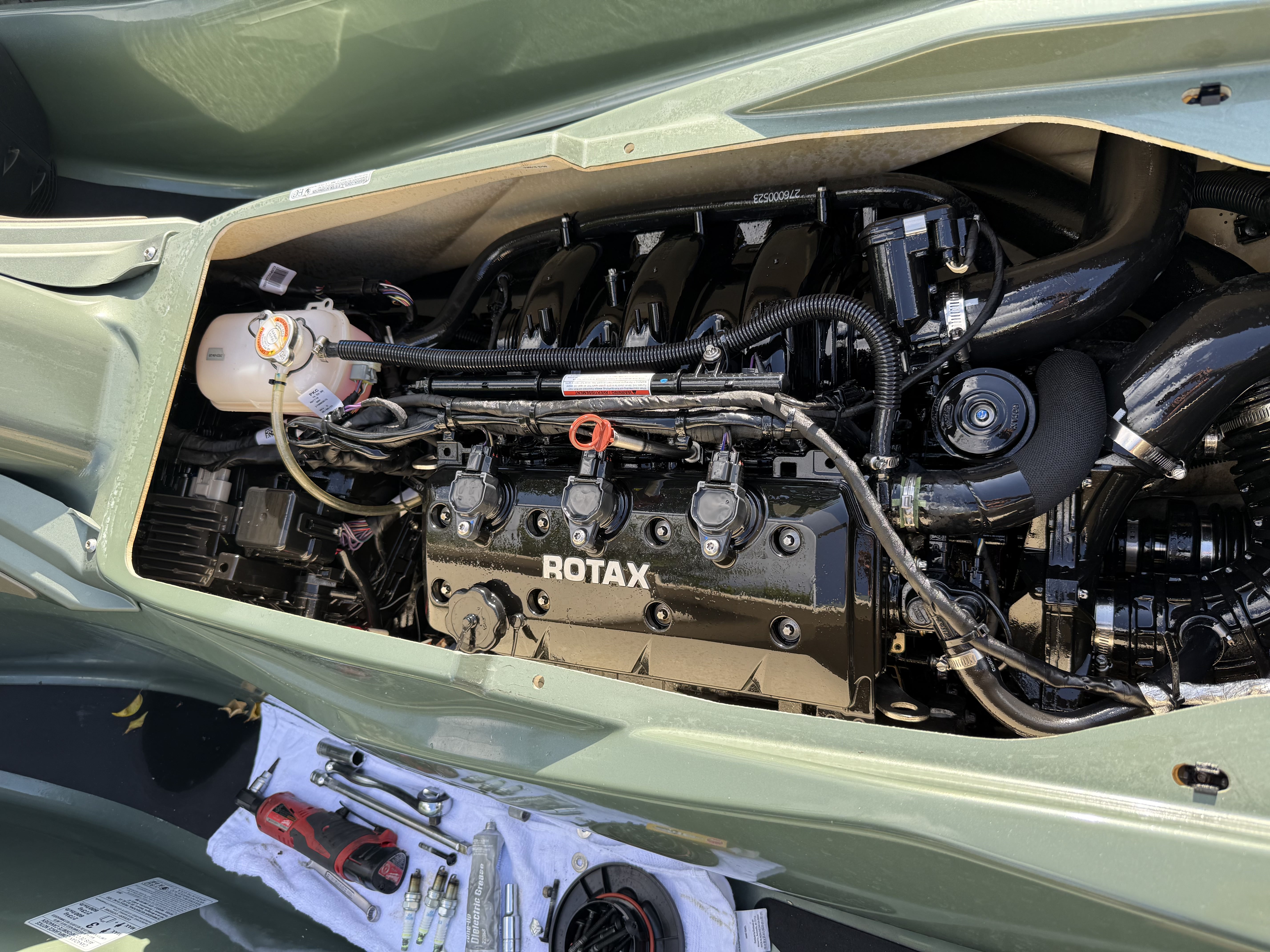 Spark plug and tune-up service on a Sea-Doo